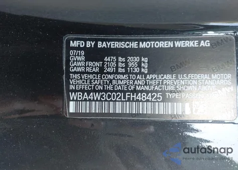 2020 BMW 430I from USA, damaged, VIN WBA4W3C02LFH48425
